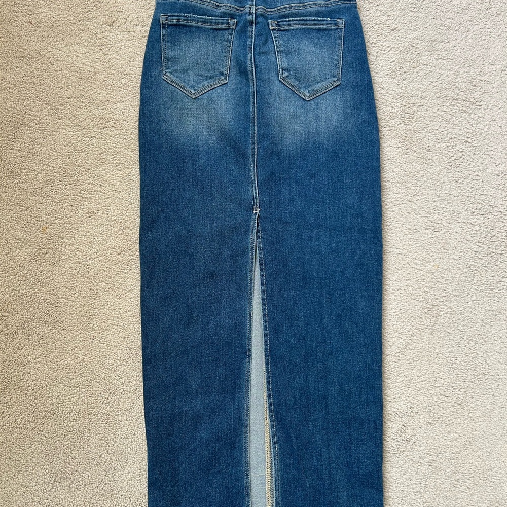 Insane Gene Women’s Maxi Denim Skirt in Dark Blue - Picture 4 of 4